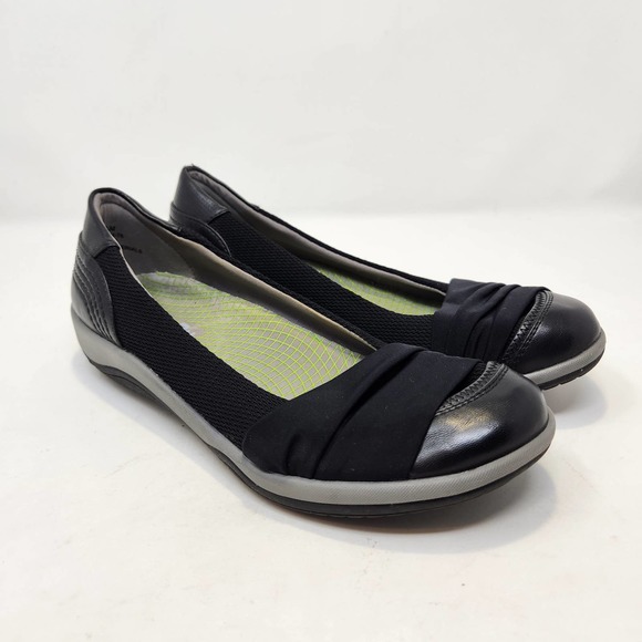 ZiBu Shoes - ZiBu Womens Janeta Black Slip On Comfort Flats 7.5 M Walking Arch Support Shoes
